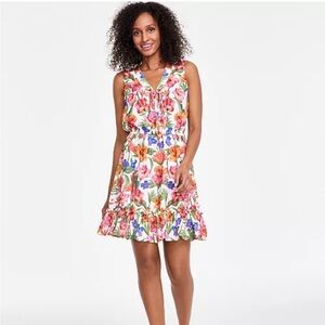 I.N.C. International Concepts Womens Floral Print Tie-Front Mini Dress Size XL